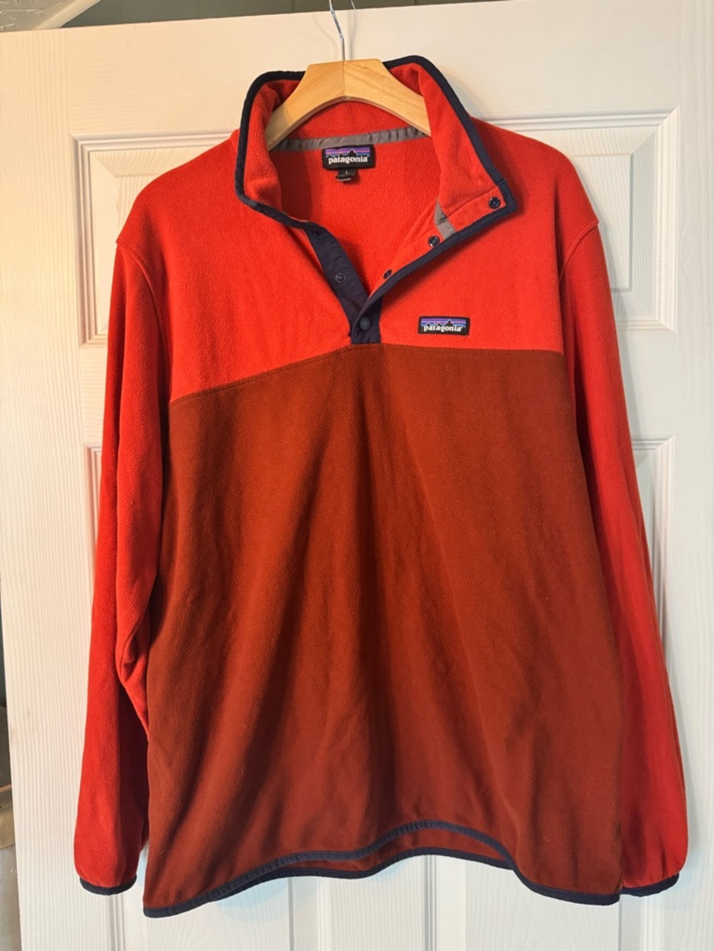 Patagonia Orange Fleece Pullover with Multicolor Logo